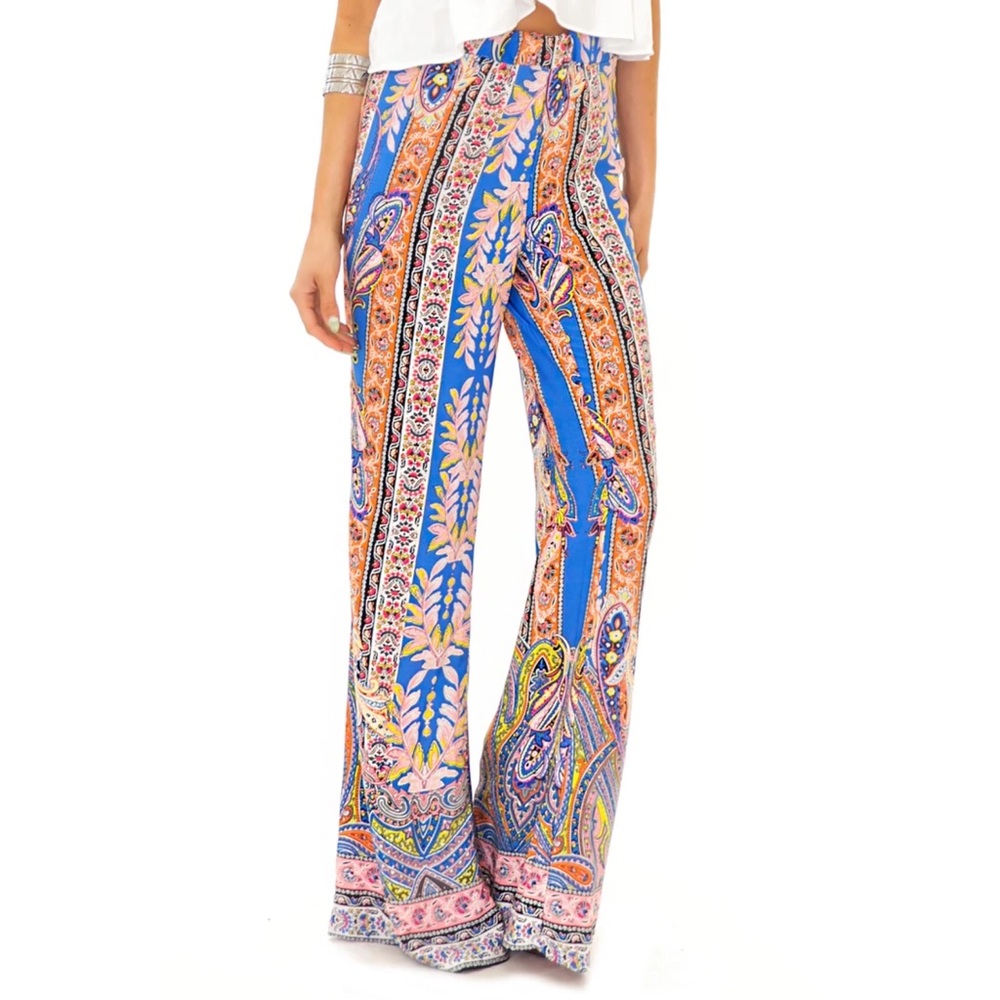 MOD Boutique Paisley Print Flared Palazzo Pants